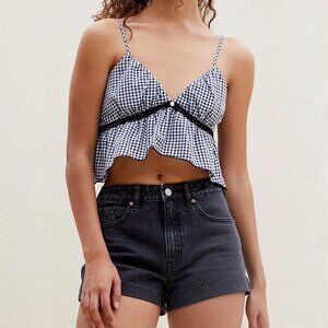 PacSun Mom Shorts 23 High-Rise Black Denim Cuffed Hem Gently Used